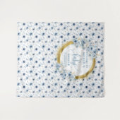 Tenture Bleu pastel classique fleurs or baby shower photo (Devant (Horizontal))