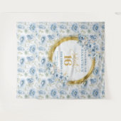 Tenture Bleu pastel élégant avec paillettes dorées pour un (Devant (Horizontal))