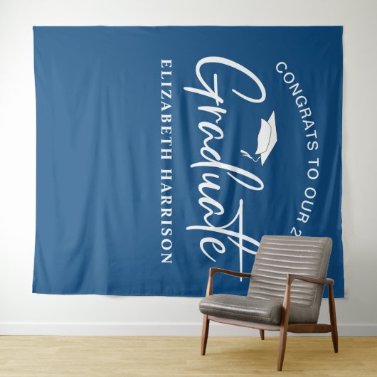 Tenture Bleu Photo Booth (En situation (horizontale))