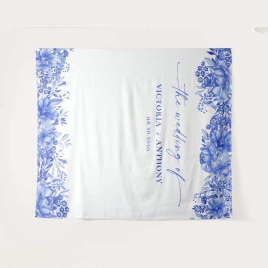 Tenture Bleu Porcelain Mariage Backdrops (Devant (Horizontal))