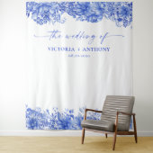 Tenture Bleu Porcelain Mariage Backdrops (En situation)