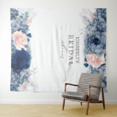 Tenture Bleu poussiéreux et floral rose pour mariage / Bab (En situation (horizontale))