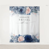 Tenture Bleu poussiéreux et floral rose pour mariage / Bab (Devant)