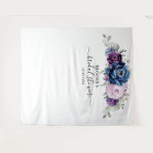 Tenture Bleu poussiéreux Violet Navy Lilac Fleurs Mariage (Devant (Horizontal))