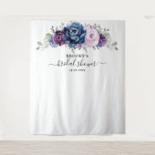 Tenture Bleu poussiéreux Violet Navy Lilac Fleurs Mariage (Devant)