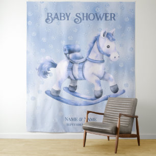 Tenture Bleu Rocking Horse fond