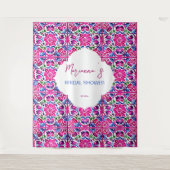 Tenture Bleu rose carrelage mexicain décor de douche de ma (Devant)