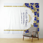 Tenture Bleu Royal Floral Princesse Arche Dorée Quinceaner (En situation (horizontale))