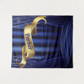 Tenture Bleu Royal Or Prince Personnalisé (Devant (Horizontal))