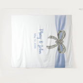 Tenture Bleu ruban Diamant Bow Mariage fond (Devant (Horizontal))