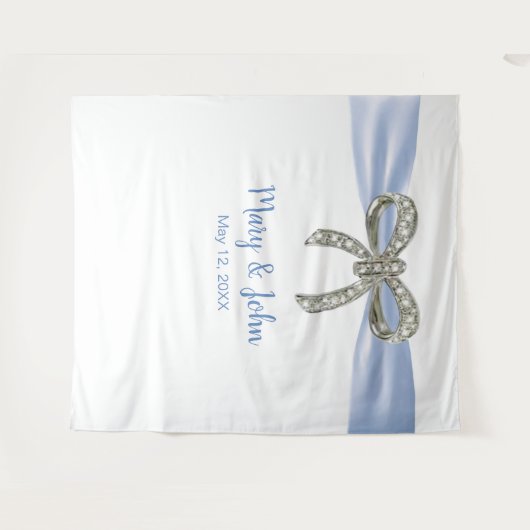 Tenture Bleu ruban Diamant Bow Mariage fond (Devant (Horizontal))