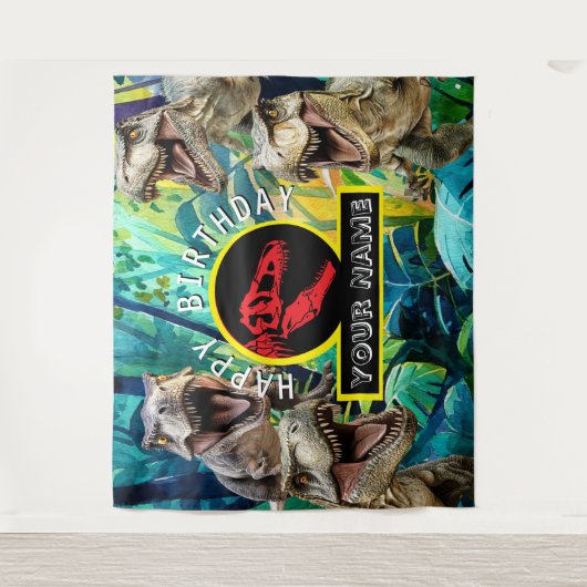 Tenture Bleu tropical T Rex fond (Devant)