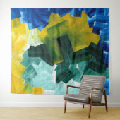 Tenture Bleu, vert et jaune Abstrait (En situation (horizontale))