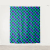 Tenture Bleu Vert Motif à Carreaux Design Violet  (Devant)