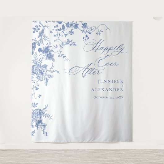 Tenture Bleu Victorien Jardin Français Cadre de Mariage (Devant)