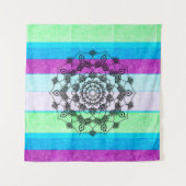 Tenture bleu violet vert Mandala Mur Art (Devant (Horizontal))