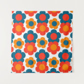Tenture Bleu Whimsical & Orange Floral Retro Gourme (Devant (Horizontal))