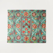 TENTURE BLEUE ROUGE BLANC ANTIQUE BLANCHE FLORALE UZBEK EM (Devant (Horizontal))