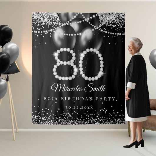 Tenture Bling Diamonds 80th Birthday Party Contexte