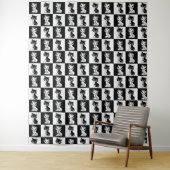 Tenture Bloc de monogramme noir blanc pour chat (En situation)