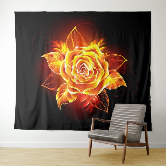 Tenture Blooming Fire Rose (En situation (horizontale))