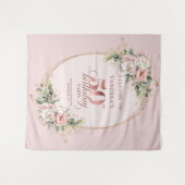 Tenture Blooming Rose Gold Pastel Pink 50th Birthday Banne (Devant (Horizontal))