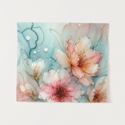Tenture Blossoms in Bloom : Un design Abstrait d'encre d'a (Devant (Horizontal))