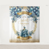 Tenture Blue and Gold Sweet 16 Anniversaire de fête (Devant)