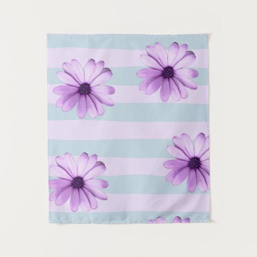 Tenture blue and purple striped daisy pattern (Devant)