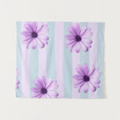 Tenture blue and purple striped daisy pattern (Devant (Horizontal))