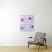 Tenture blue and purple striped daisy pattern (En situation)