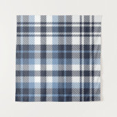 Tenture Blue and White modern tartan plaid Scottish seamle (Devant (Horizontal))