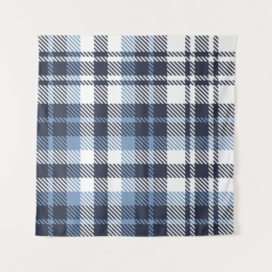 Tenture Blue and White modern tartan plaid Scottish seamle (Devant (Horizontal))