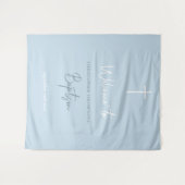 Tenture Blue Baby Boy Calligraphy Baptism Affiche de bienv (Devant (Horizontal))