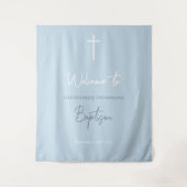 Tenture Blue Baby Boy Calligraphy Baptism Affiche de bienv (Devant)