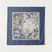 Tenture Blue Botanical Wall Tapestry (Devant (Horizontal))