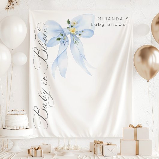 Tenture Blue Bow Baby dans Baby shower fleuri fleuri