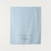 Tenture Blue Boy Cross Christening Baptism Table Runner (Devant)