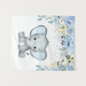 Tenture Blue floral Elephant Nursery Baby Boy Tapestry (Devant (Horizontal))