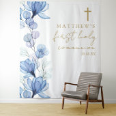 Tenture Blue Floral First Holy Communion Fond d'écran (En situation)
