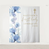 Tenture Blue Floral First Holy Communion Fond d'écran (Devant)