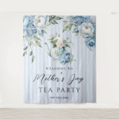 Tenture Blue Floral Mother's Day Tea Party Backdrop (Devant)
