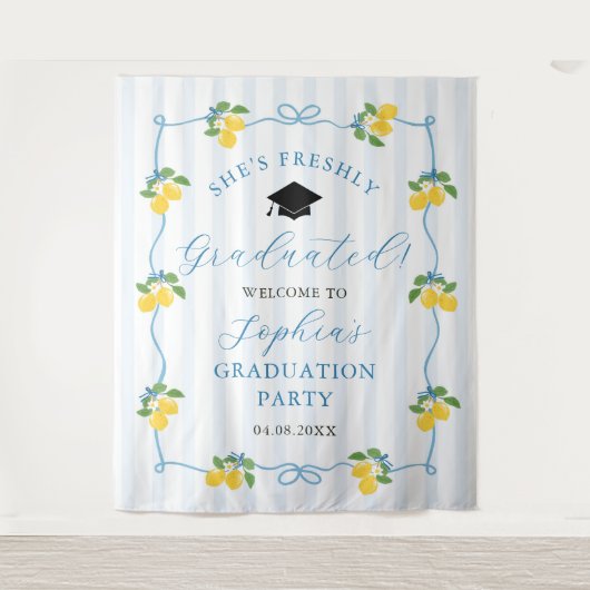 Tenture Blue Freshly Lemon Citrus Graduation Decor (Devant)