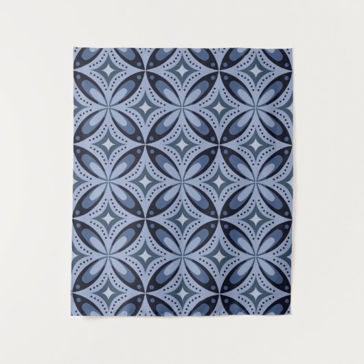 Tenture Blue Geometric Pattern Retro Style (Devant)
