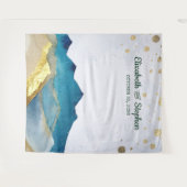 Tenture Blue Golden Mountains Mariage Photo Booth Backdrop (Devant (Horizontal))