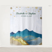 Tenture Blue Golden Mountains Mariage Photo Booth Backdrop (Devant)