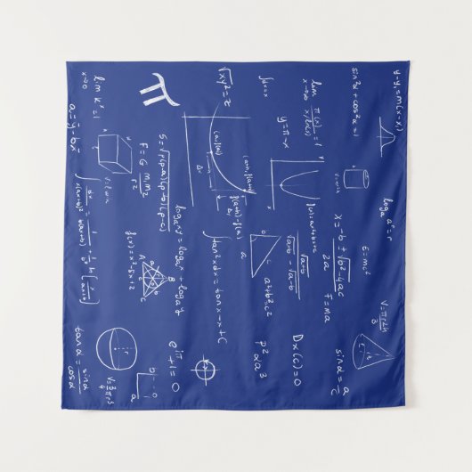 Tenture Blue Handwritten Math Formulas and Equations (Devant (Horizontal))