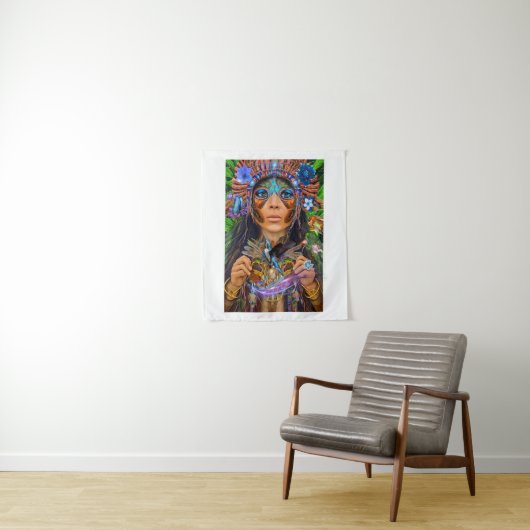 Tenture Blue Humminbird Moth Queen (En situation)