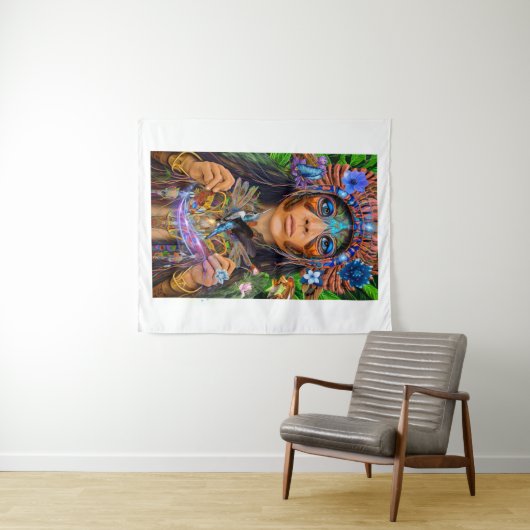 Tenture Blue Humminbird Moth Queen (En situation (horizontale))