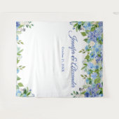 Tenture Blue Hydrangea Floral Mariage Photo Booth fond (Devant (Horizontal))